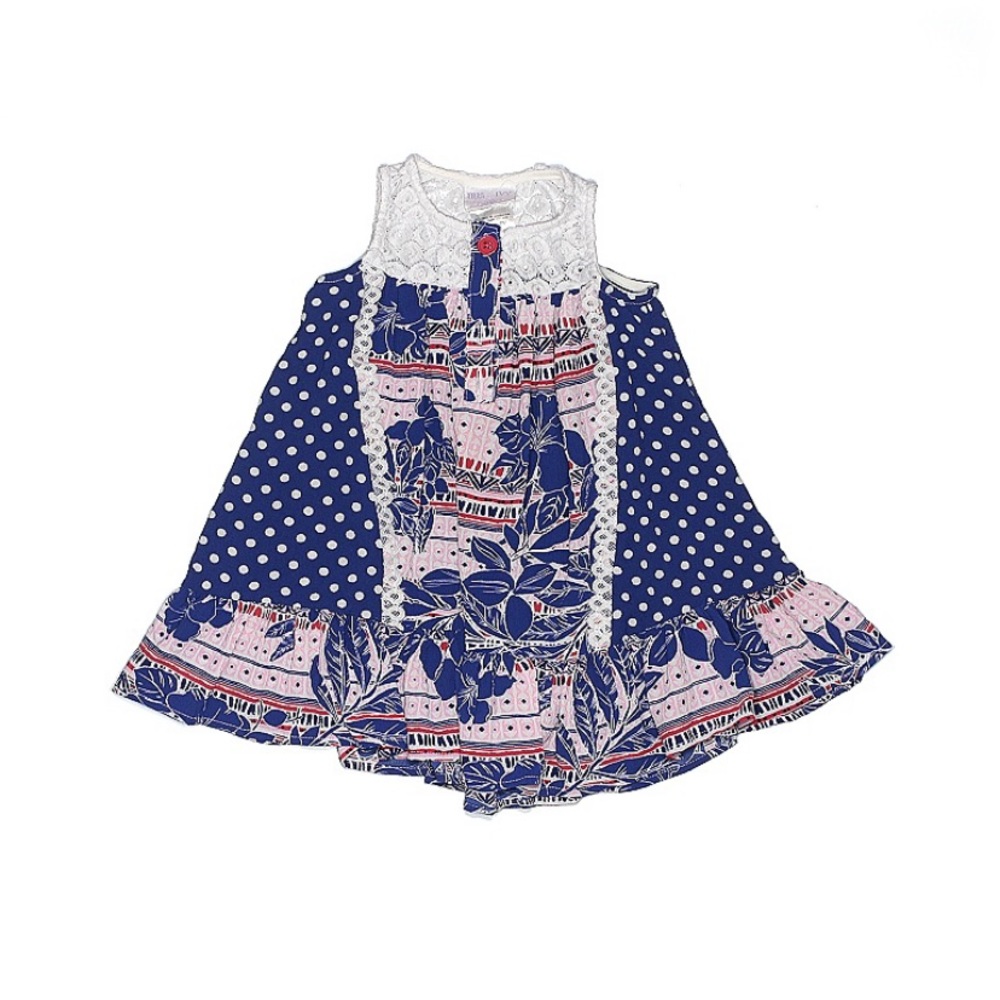 Iris & Ivy Lace Floral Polka Dot Button Up Dress